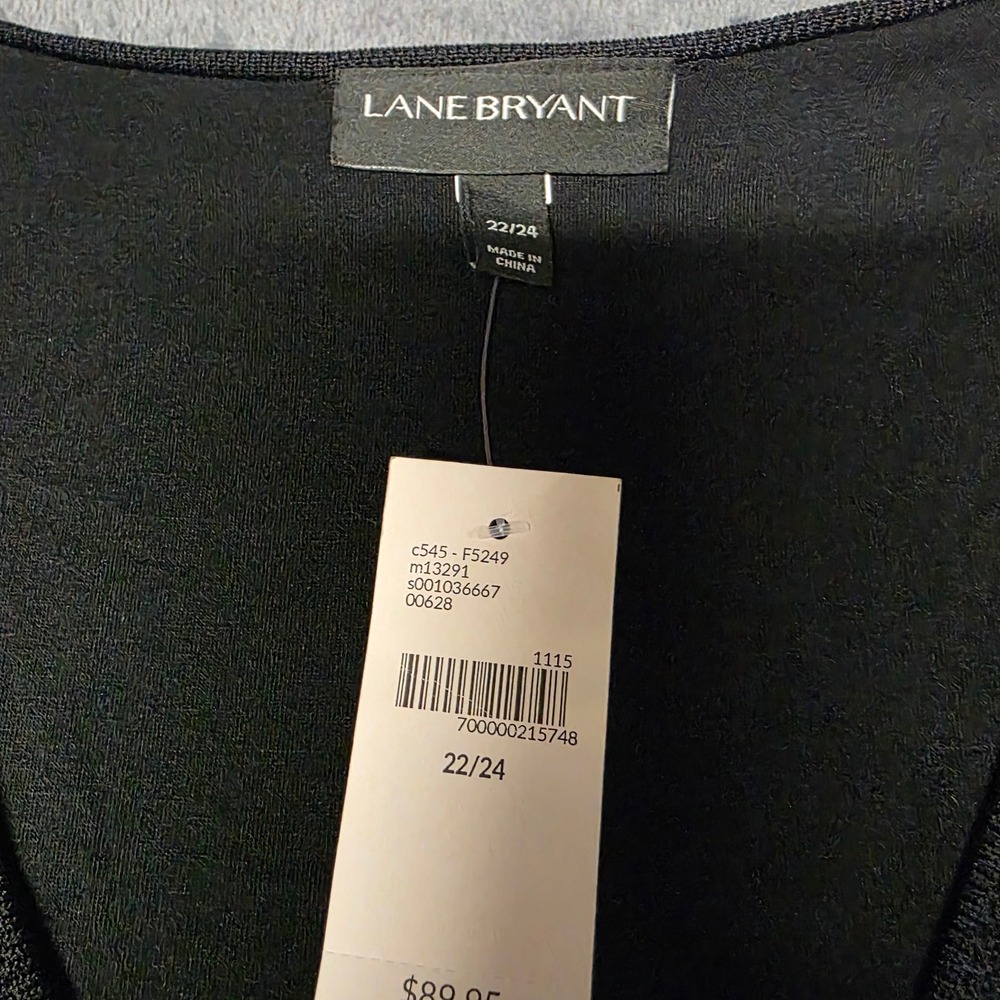 Lane Bryant Dress Womens 22/24 Black Pointelle Knit NWT Three-Quarter Sleeve - Picture 4 of 9